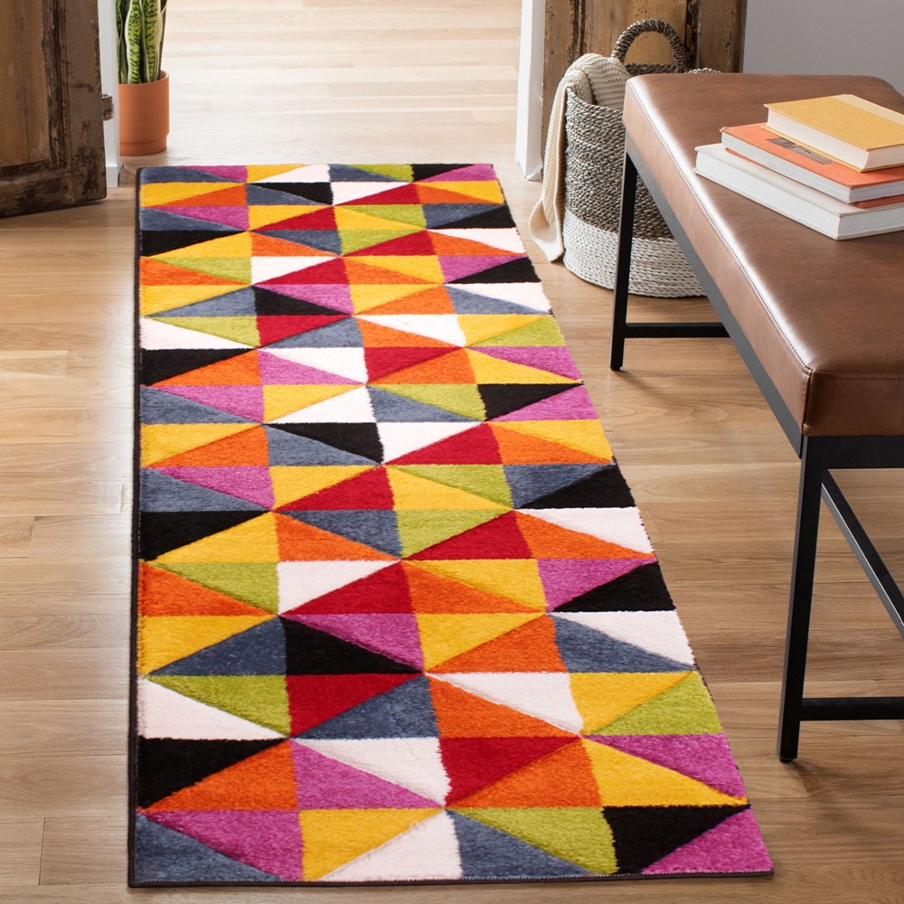 Spectra Destin Carved Geometric Modern Runner Rugs in Multi